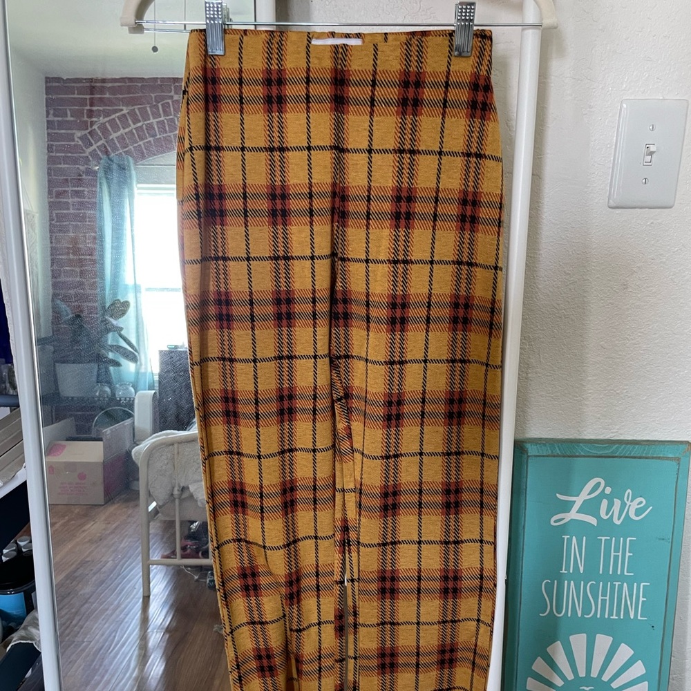 UO Yellow Plaid Pants (never worn)